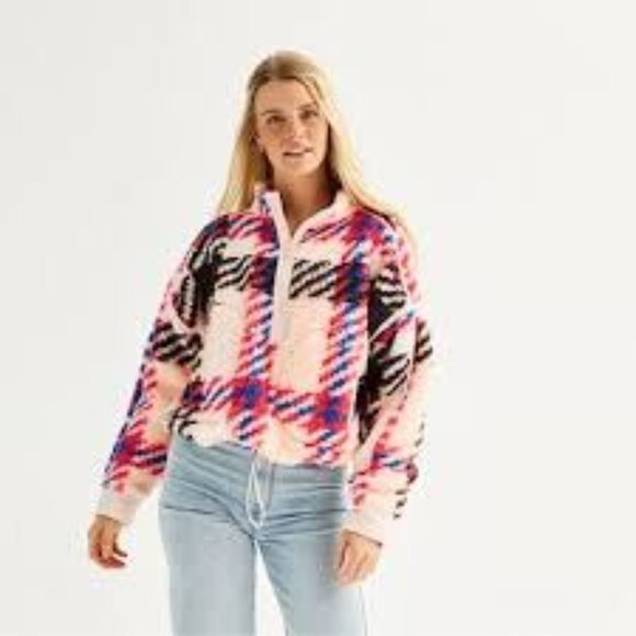 NWT SO JuniorsToggle High Pile Quarter-Zip Pullover Sherpa Sweater Size L  Warm - Picture 7 of 7